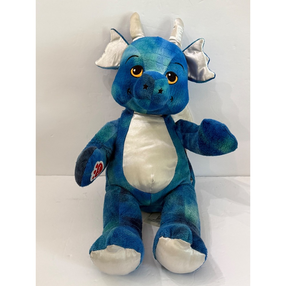 Build A Bear Workshop Blue Dragon Plush 2015 Silver Wings 18 Inch Stuffed Animal
